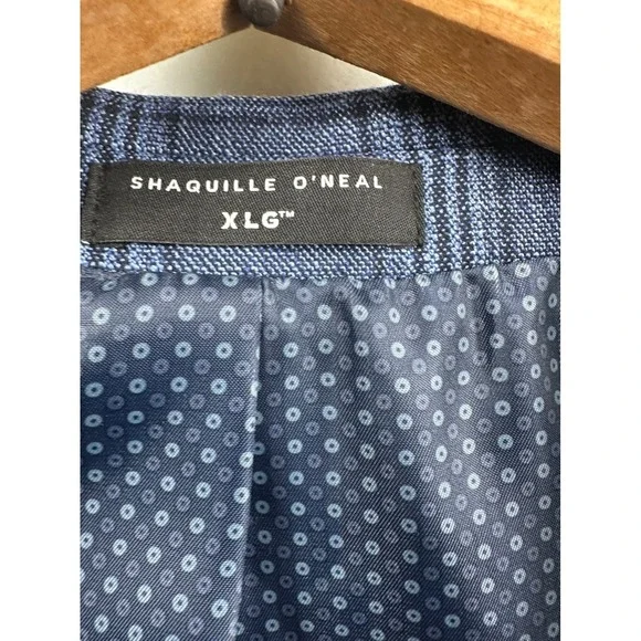 Shaquille Oneal XLG Mens Blue Plaid Suit Separate Blazer Jacket - Picture 3 of 12